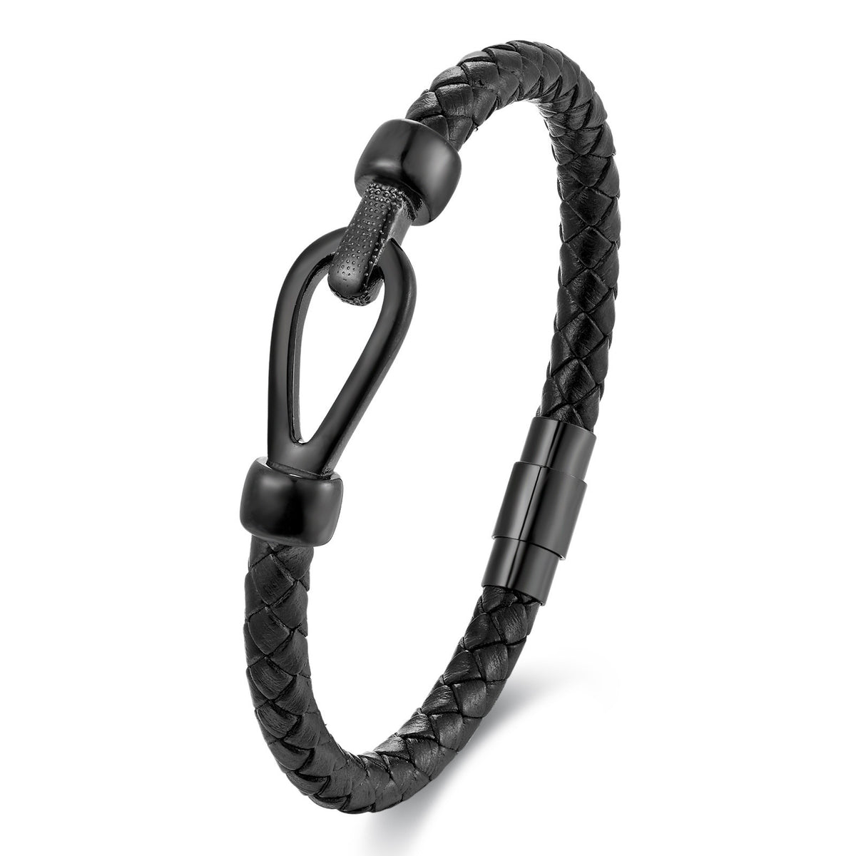 Men's Titanium Steel Woven Leather Bracelet