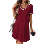 Women's Dress Black V-neck Casual Short Sleeve Dress