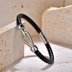 Men's Titanium Steel Woven Leather Bracelet