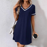 Women's Dress Black V-neck Casual Short Sleeve Dress