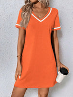 Women's Dress Black V-neck Casual Short Sleeve Dress