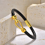 Men's Titanium Steel Woven Leather Bracelet