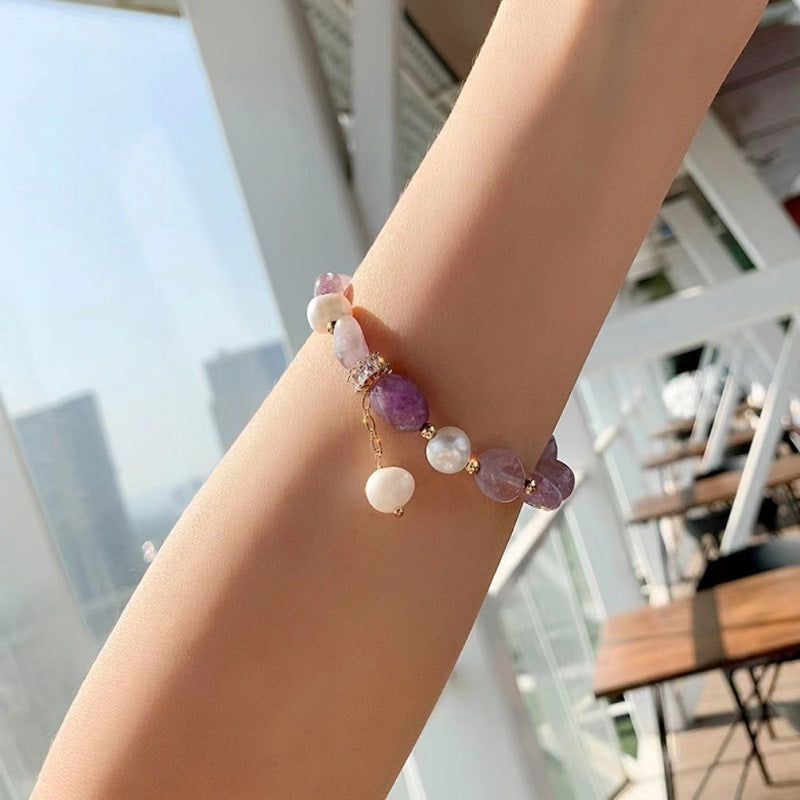 Fashion Natural Stone Freshwater Pearls Crystal Bracelet
