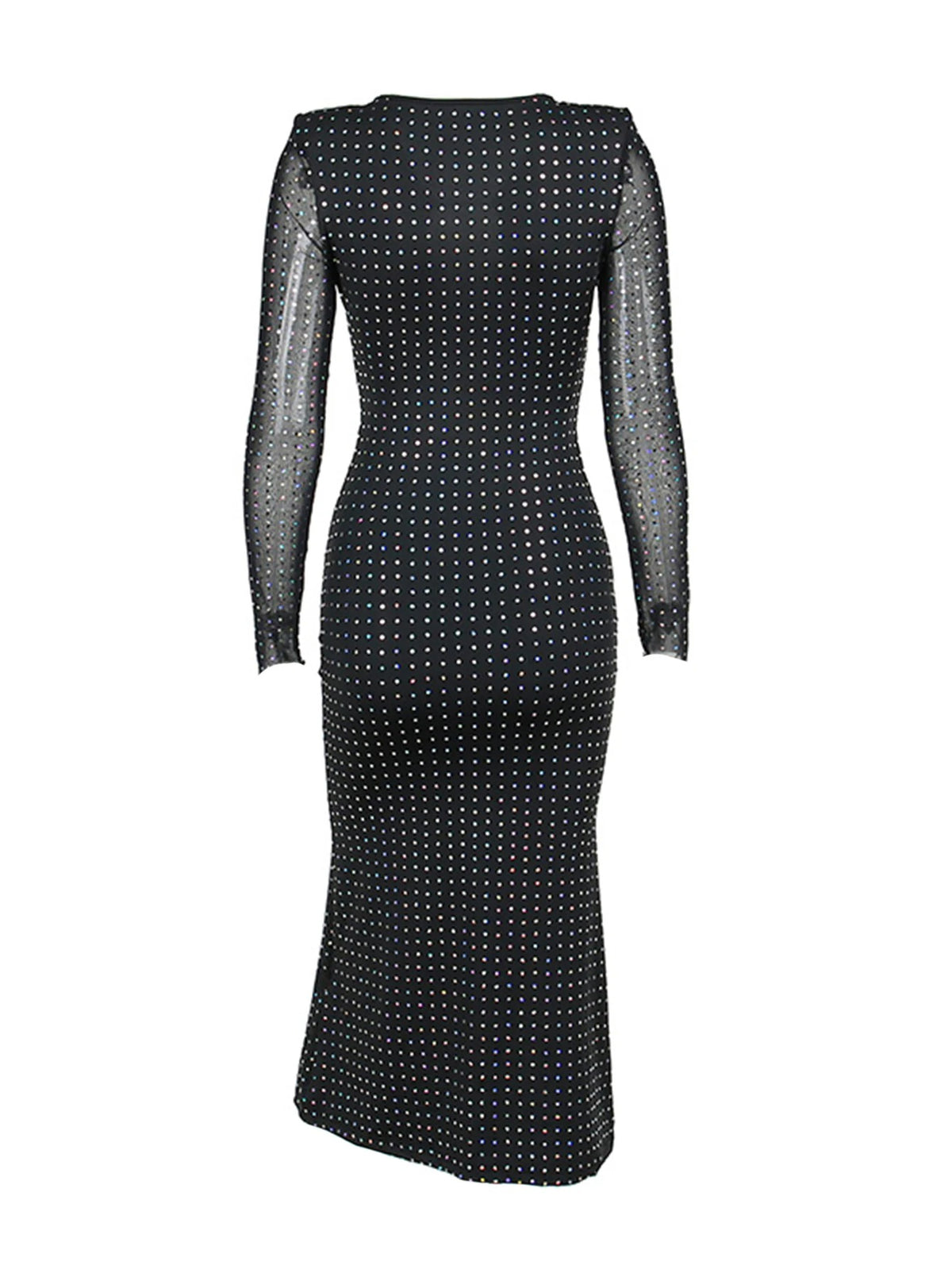 Deep-neck Long Sleeve Dress