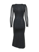 Deep-neck Long Sleeve Dress