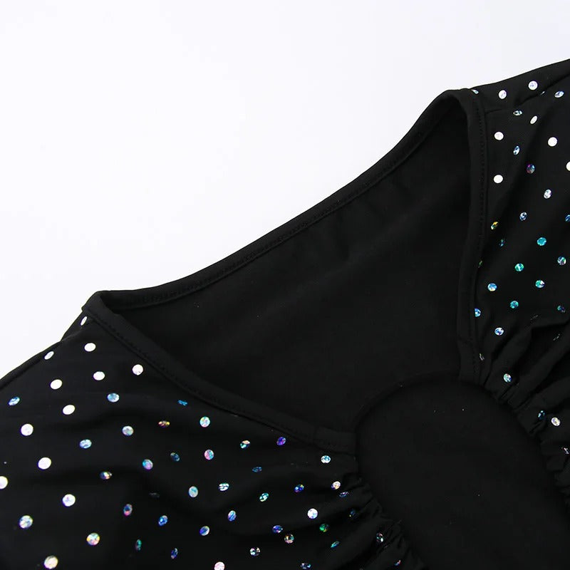 Deep-neck Long Sleeve Dress